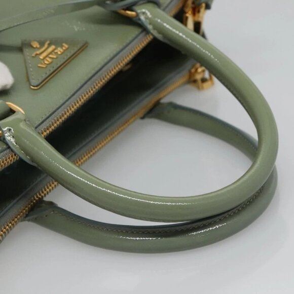 PRADA Galleria Hand Bag Safiano leather 2way Gold Light green Auth 133778 - Picture 8 of 16